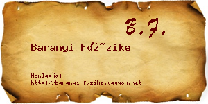 Baranyi Füzike névjegykártya